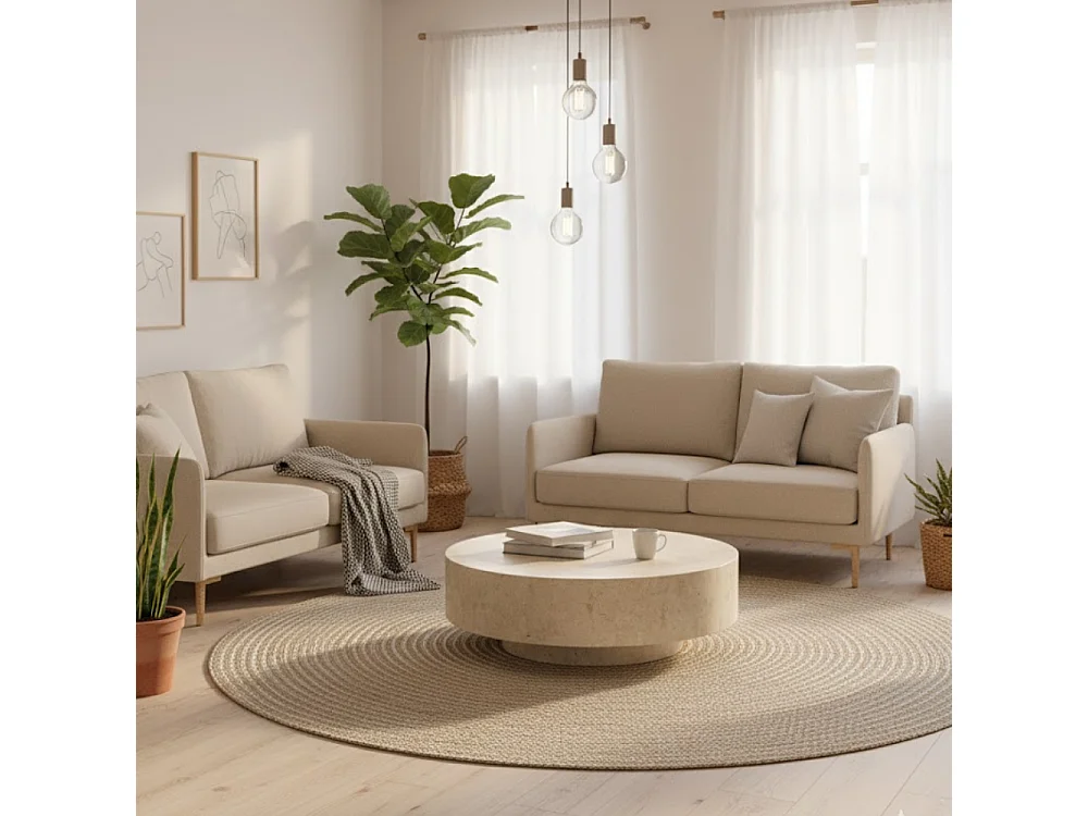 Orbis, Tavolino da salotto Beige (85cm X 85cm H. 28cm)| Duzzle