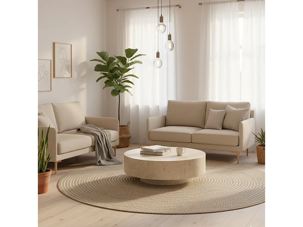 Orbis, Tavolino da salotto Beige (85cm X 85cm H. 28cm)| Duzzle