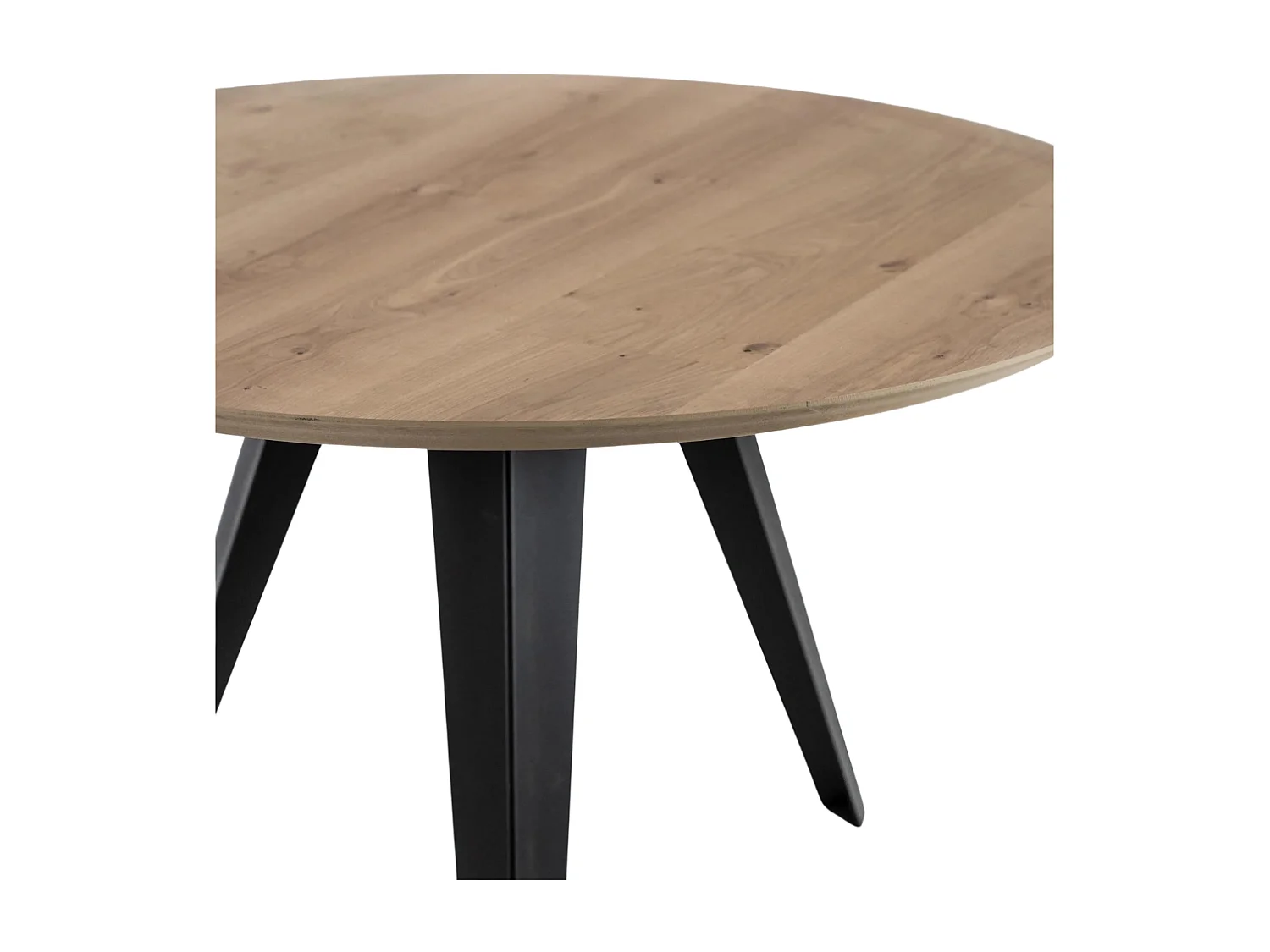 Leo, Tavolo fisso con top Impiallacciato Rovere naturale (0cm X Diam 130cm H. 76cm) Made in Italy