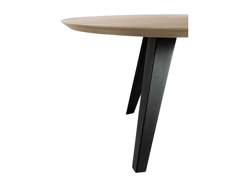 Leo, Tavolo fisso con top Impiallacciato Rovere naturale (0cm X Diam 130cm H. 76cm) Made in Italy