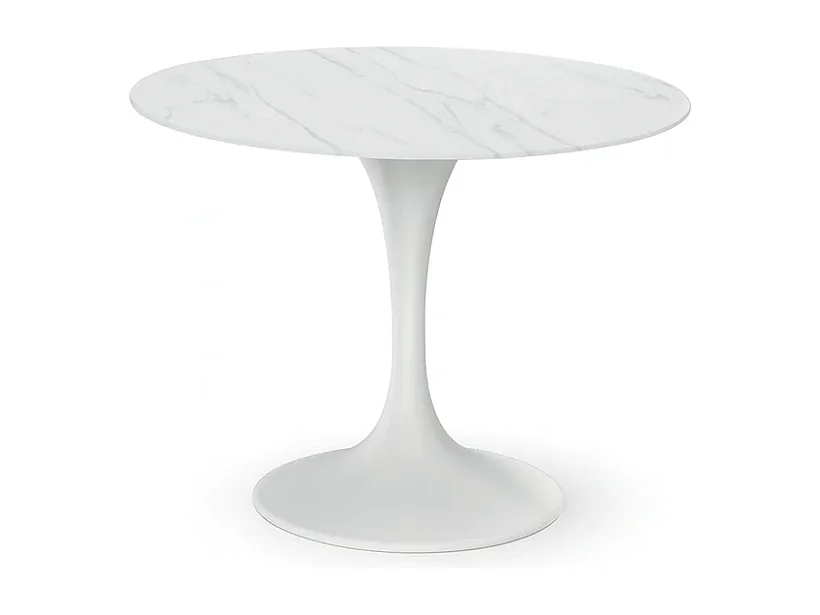 Circe, Tavolo fisso con top in ceramica Marmo bianco (100cm X 100cm H. 76cm)