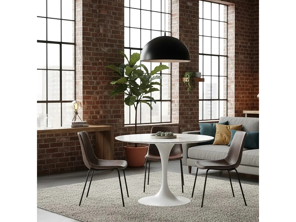 Circe, Tavolo fisso con top in ceramica Marmo bianco (100cm X 100cm H. 76cm)