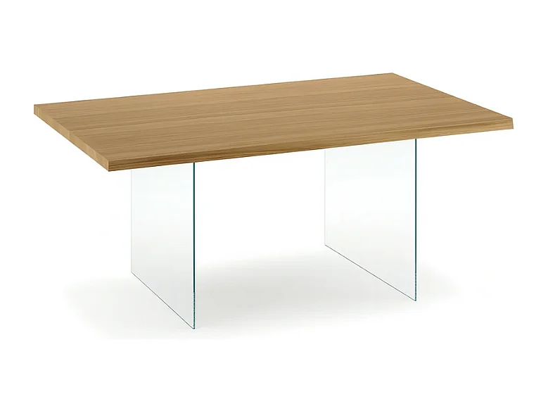 Forest, Tavolo fisso con top Impiallacciato Rovere naturale (90cm X 160cm H. 76cm) Made in Italy