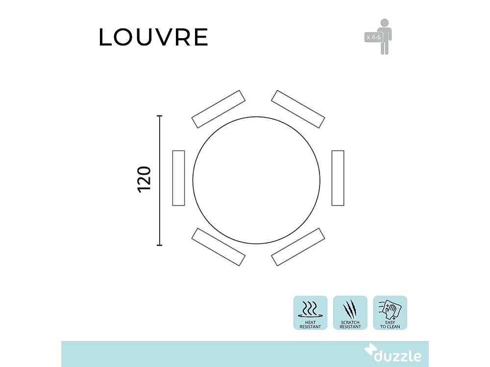 Louvre, Tavolo fisso con top in Vetro temperato (120cm X 120cm H. 75cm)