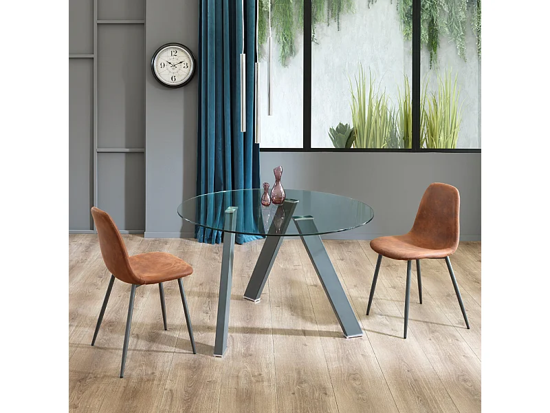 Louvre, Tavolo fisso con top in Vetro temperato (120cm X 120cm H. 75cm)