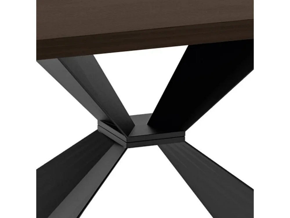 Mesa fija Taurus en roble termotratado y metal negro, 6 plazas, diseño moderno y robusto, Made in Italy