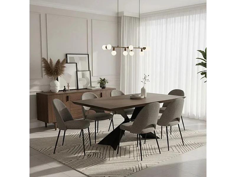 Taurus, Tavolo fisso con top Impiallacciato Rovere termocotto (90cm X 160cm H. 76cm) Made in Italy