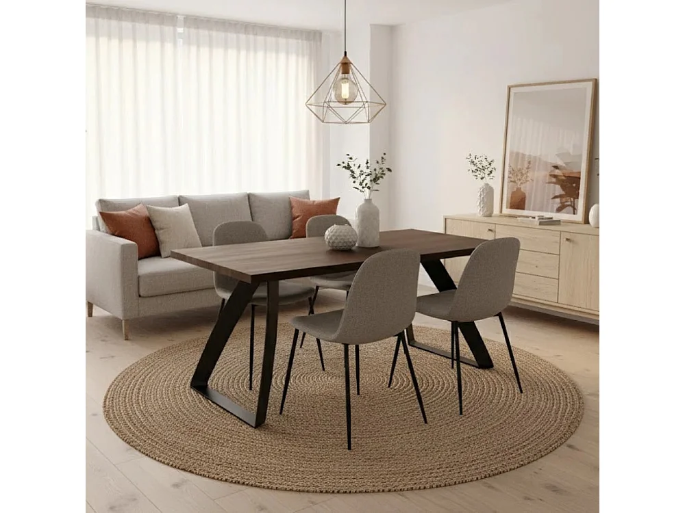 Timber, Tavolo fisso con top Impiallacciato Rovere termocotto (100cm X 200cm H. 76cm) Made in Italy