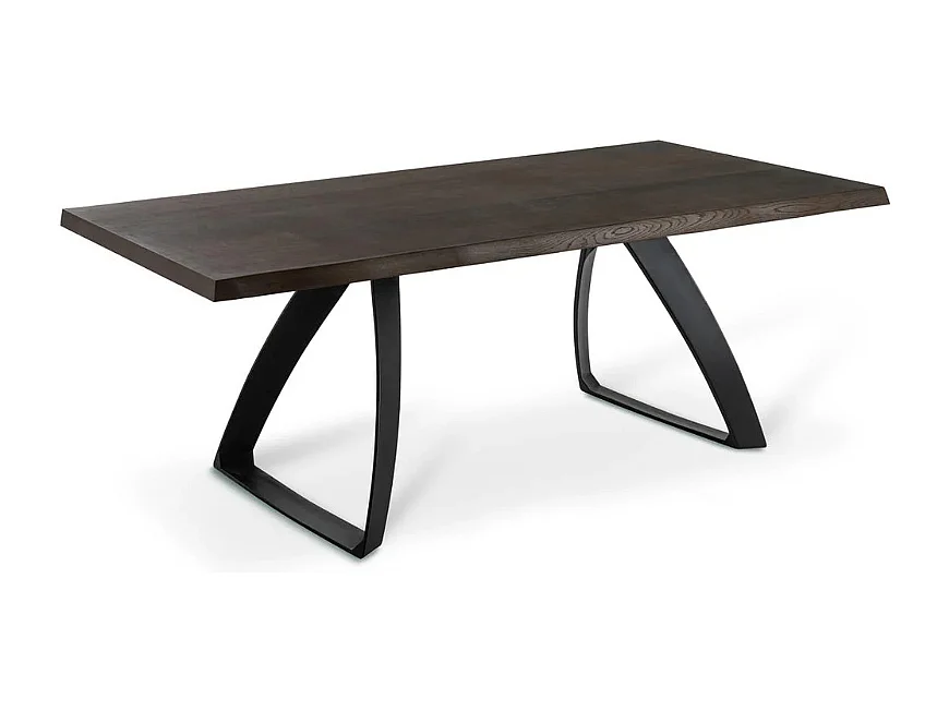 Timber, Tavolo fisso con top Impiallacciato Rovere termocotto (100cm X 200cm H. 76cm) Made in Italy