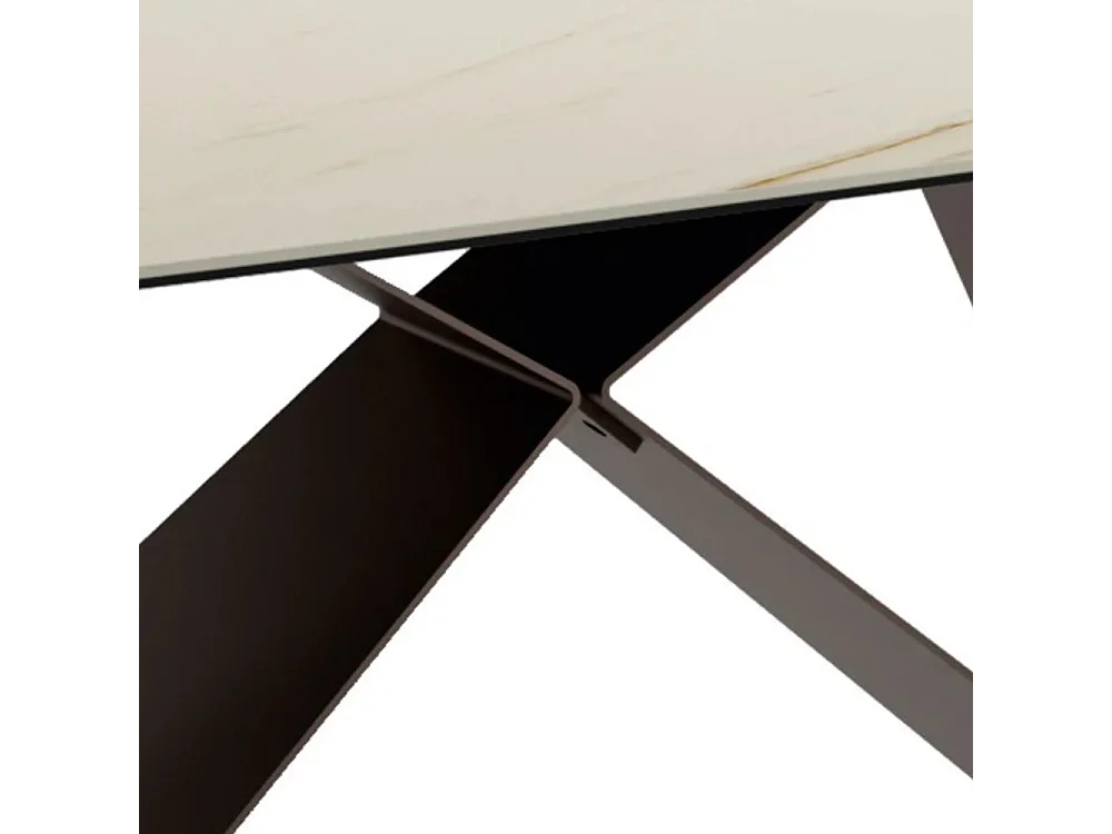 Orion, Tavolo fisso con top in Ceramica Marmo calacatta (110cm X 220cm H. 76cm)