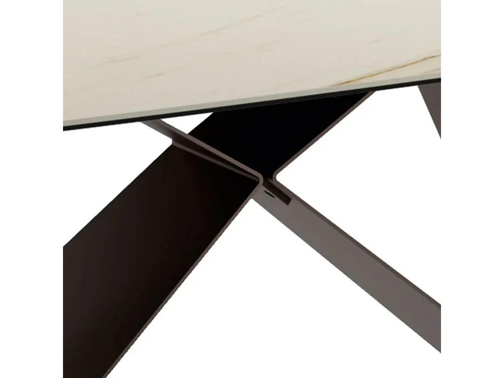 Orion, Tavolo fisso con top in Ceramica Marmo calacatta (110cm X 220cm H. 76cm)