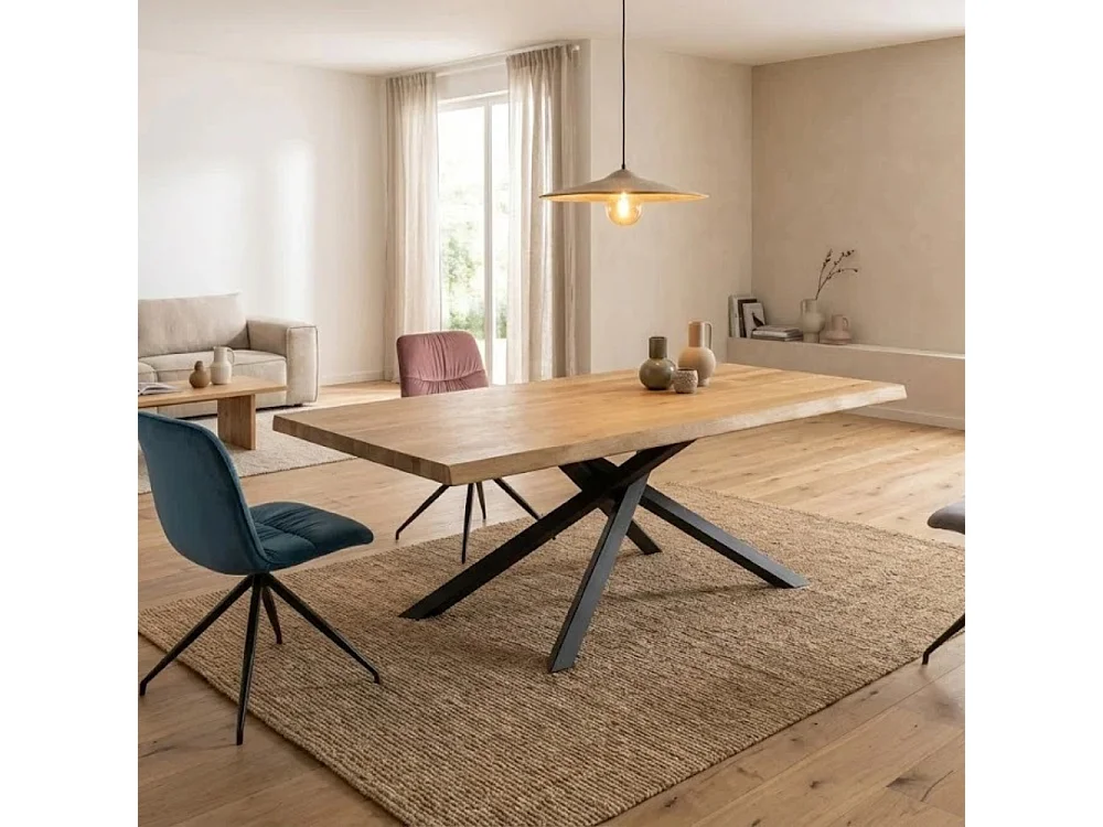 Blake, Tavolo fisso con top Impiallacciato Rovere naturale (100cm X 200cm H. 76cm) Made in Italy