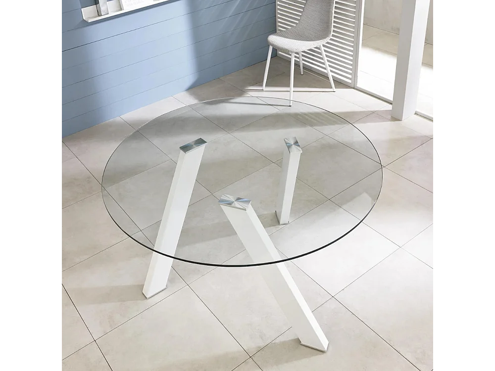 Louvre, Tavolo fisso con top in Vetro temperato (120cm X 120cm H. 75cm)