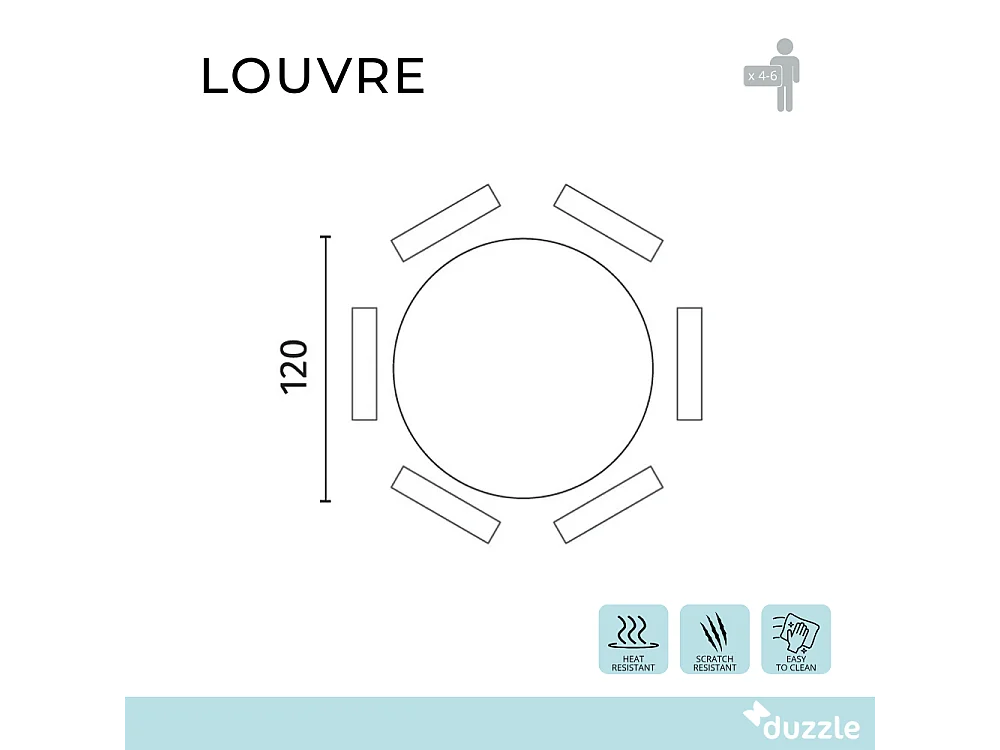 Louvre, Tavolo fisso con top in Vetro temperato (120cm X 120cm H. 75cm)