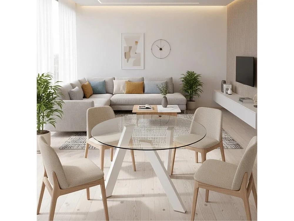 Louvre, Tavolo fisso con top in Vetro temperato (120cm X 120cm H. 75cm)