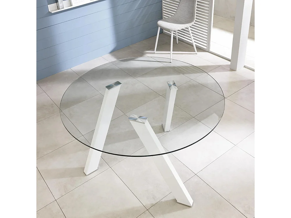 Louvre, Tavolo fisso con top in Vetro temperato (120cm X 120cm H. 75cm)