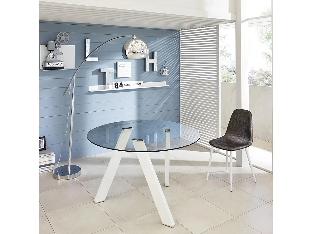 Louvre, Tavolo fisso con top in Vetro temperato (120cm X 120cm H. 75cm)