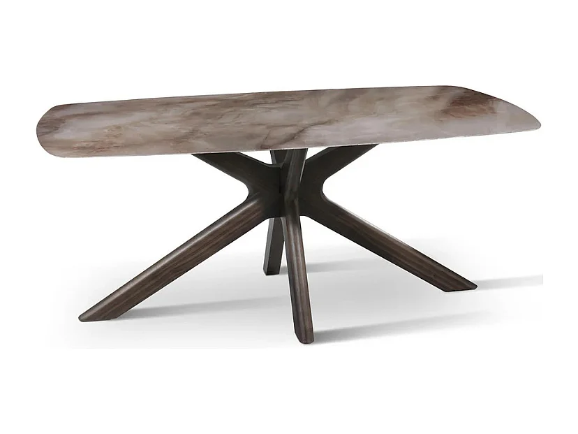 Thiago, Tavolo fisso con top in Ceramica Marmo alabastro (90cm X 180cm H. 76cm)