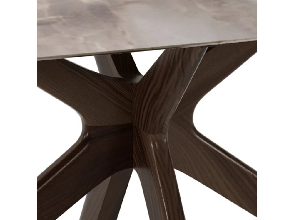 Fester Esstisch aus Keramik und Massivholz Thiago