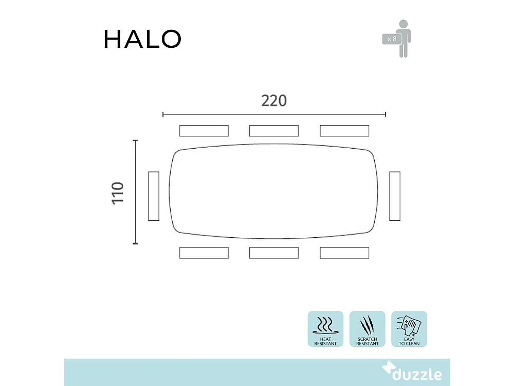 Halo, Tavolo fisso con top in ceramica su vetro Marmo calacatta (110cm X 220cm H. 75cm)