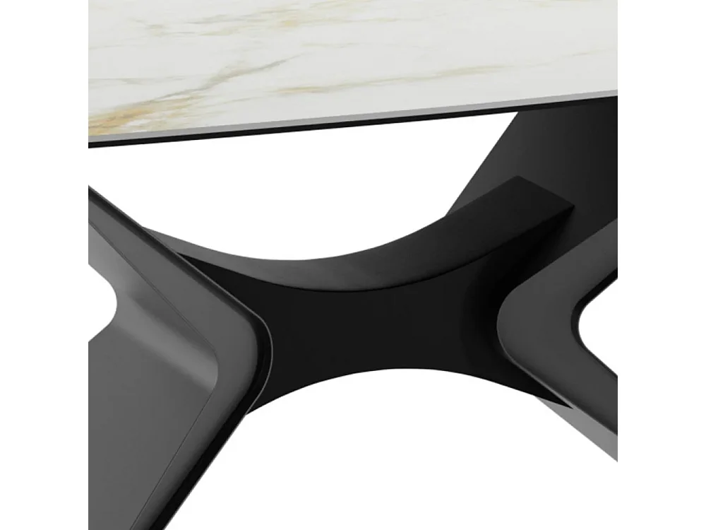 Halo, Tavolo fisso con top in ceramica su vetro Marmo calacatta (110cm X 220cm H. 75cm)