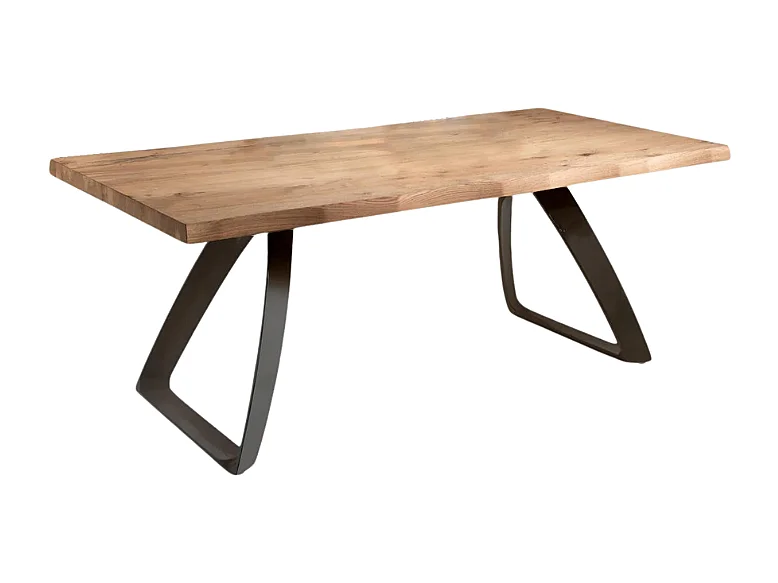 Timber, Tavolo fisso con top Impiallacciato Rovere naturale (90cm X 160cm H. 76cm) Made in Italy