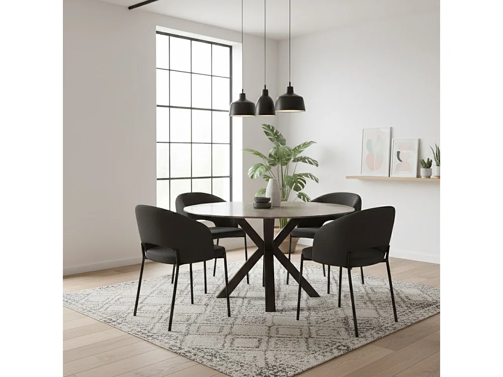 Minimal, Tavolo fisso con top in Ceramica Grigio (120cm X 120cm H. 76cm)