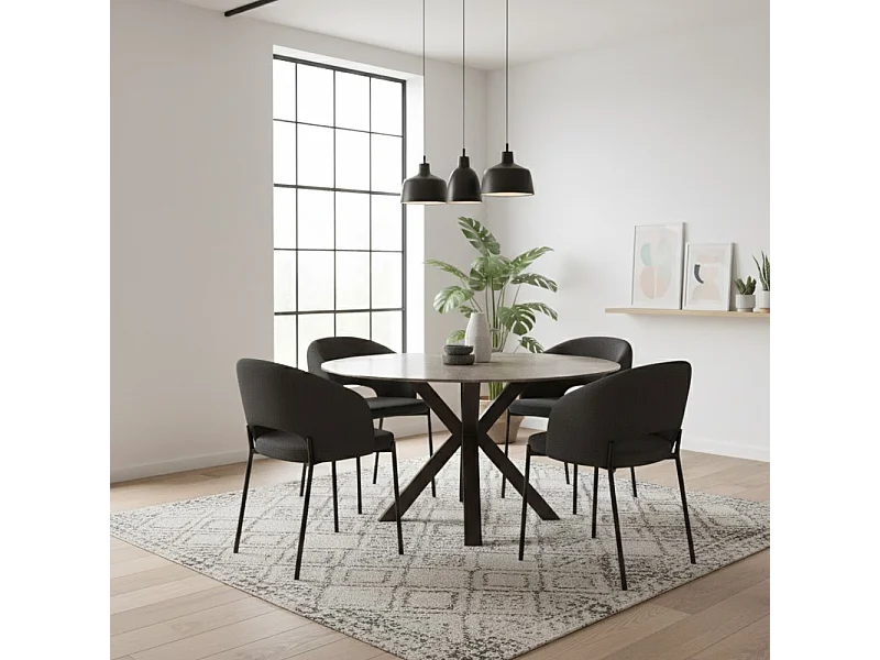 Minimal, Tavolo fisso con top in Ceramica Grigio (120cm X 120cm H. 76cm)