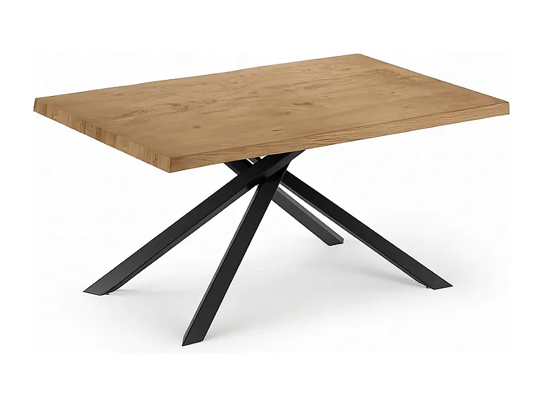 Blake, Tavolo fisso con top Impiallacciato Rovere naturale (90cm X 160cm H. 76cm) Made in Italy