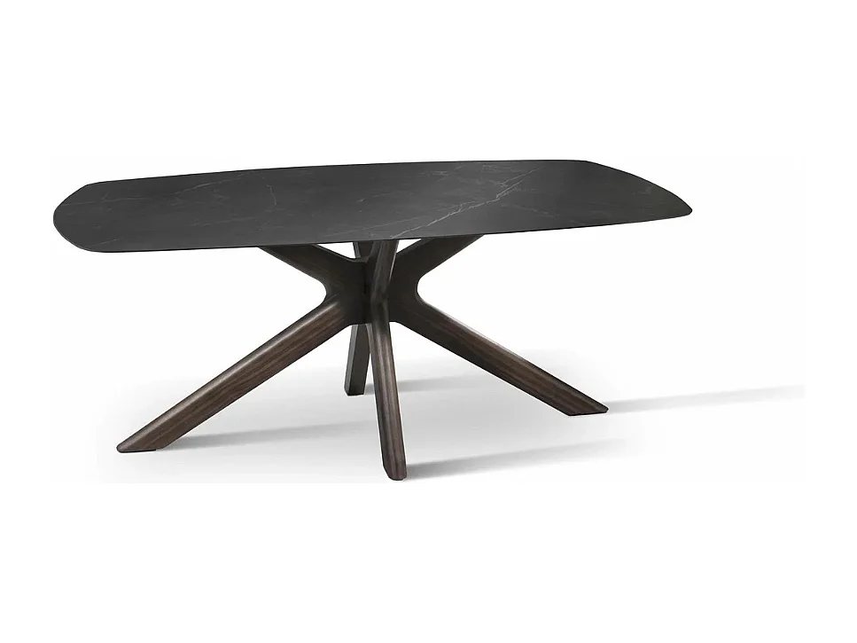 Thiago, Tavolo fisso con top in Ceramica Marmo nero (90cm X 180cm H. 76cm)