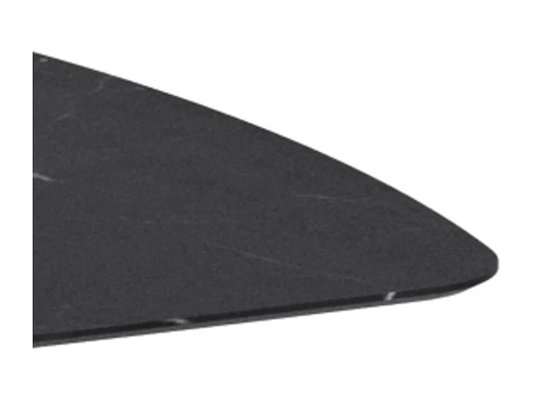 Fester Tisch Thiago 180x90 cm mit schwarzer Marmor-Effekt-Keramikplatte und massivem Walnussfuß, elegantes Design, 8 Plätze