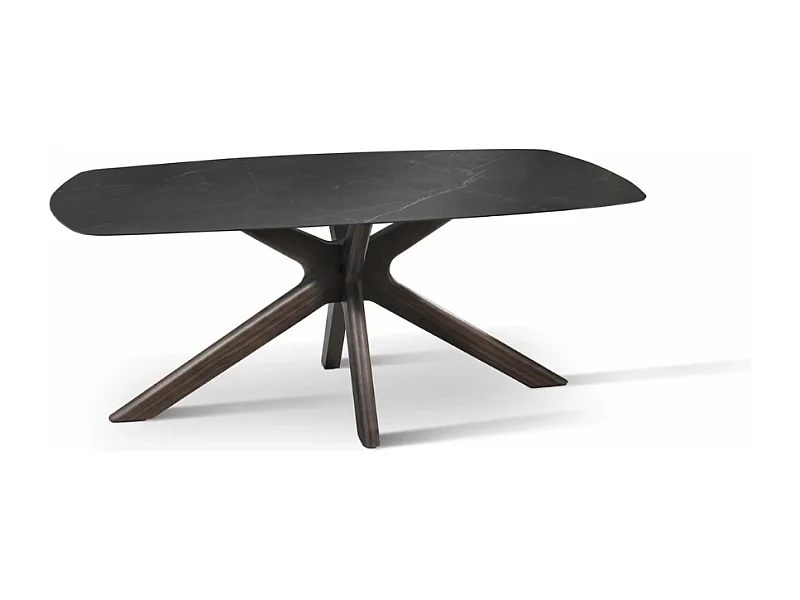 Thiago, Tavolo fisso con top in Ceramica Marmo nero (90cm X 180cm H. 76cm)