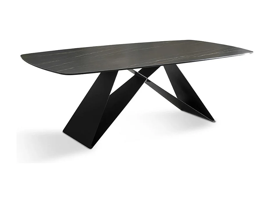 Orion, Tavolo fisso con top in Ceramica Portoro (110cm X 220cm H. 76cm)