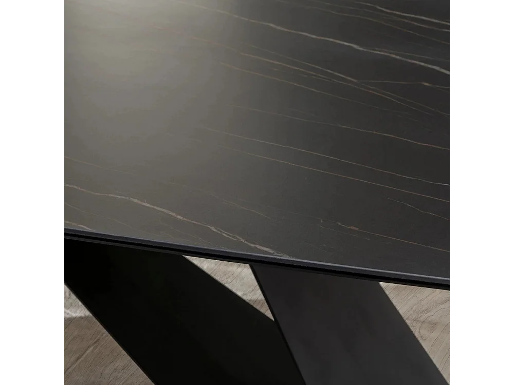 Orion, Tavolo fisso con top in Ceramica Portoro (110cm X 220cm H. 76cm)