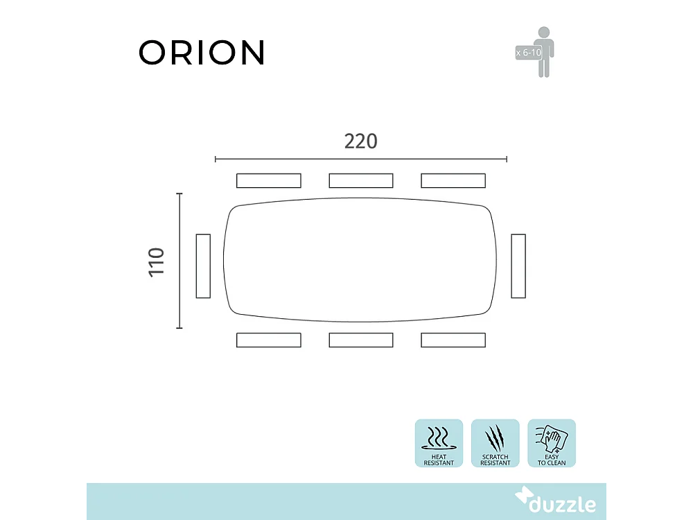 Orion, Tavolo fisso con top in Ceramica Portoro (110cm X 220cm H. 76cm)