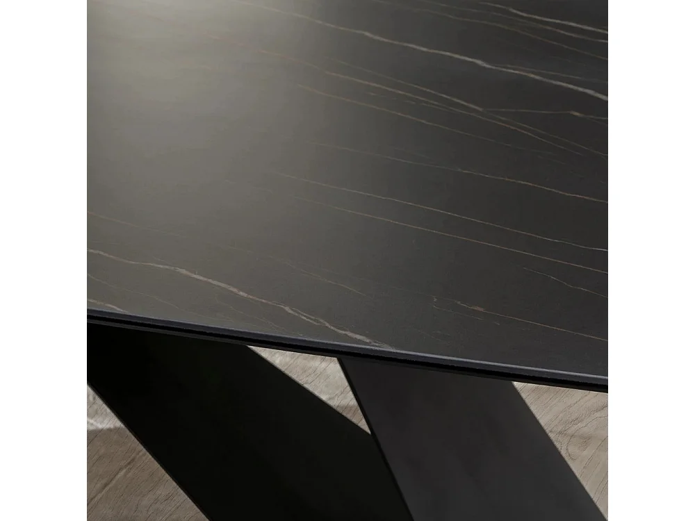 Orion, Tavolo fisso con top in Ceramica Portoro (110cm X 220cm H. 76cm)