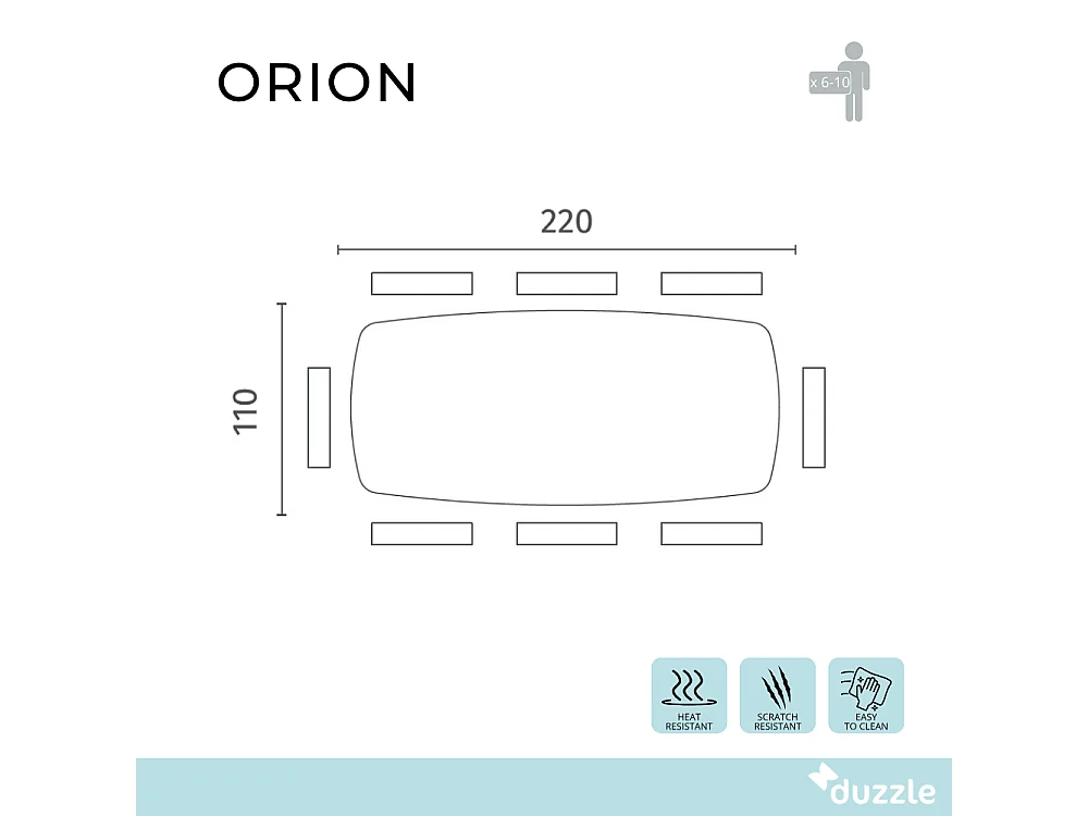 Orion, Tavolo fisso con top in Ceramica Portoro (110cm X 220cm H. 76cm)