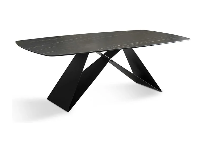 Orion, Tavolo fisso con top in Ceramica Portoro (110cm X 220cm H. 76cm)