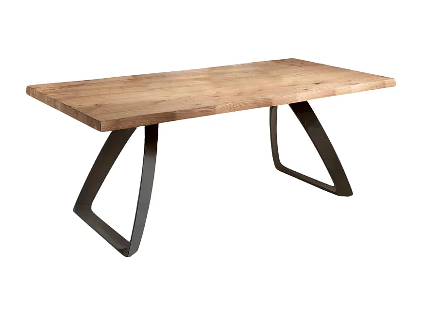 Timber, Tavolo fisso con top Impiallacciato Rovere naturale (100cm X 200cm H. 76cm) Made in Italy