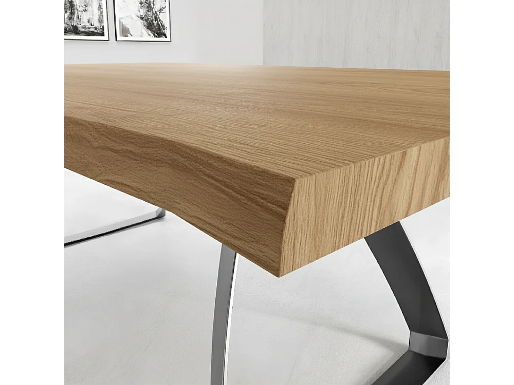 Timber, Tavolo fisso con top Impiallacciato Rovere naturale (100cm X 200cm H. 76cm) Made in Italy