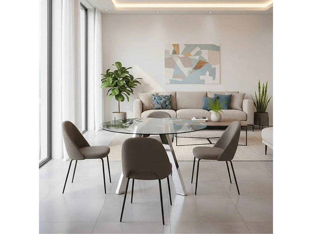 Louvre, Tavolo fisso con top in Vetro temperato (120cm X 120cm H. 75cm)