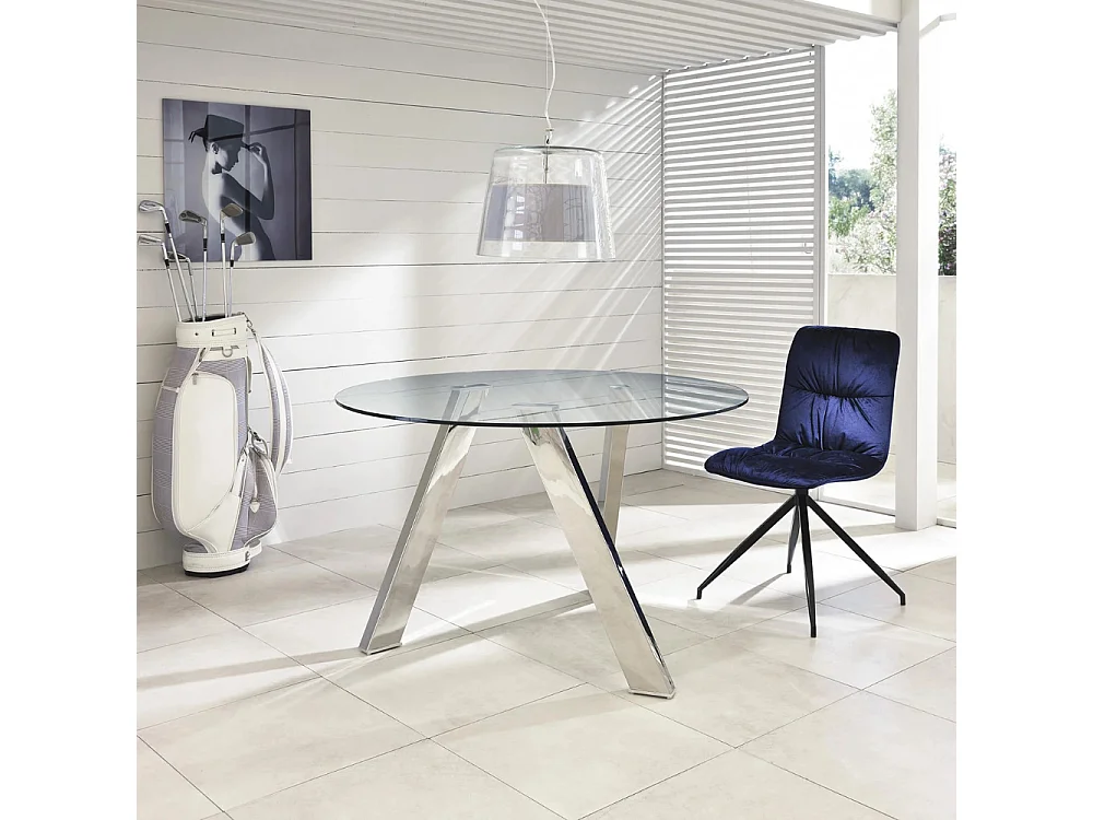 Louvre, Tavolo fisso con top in Vetro temperato (120cm X 120cm H. 75cm)