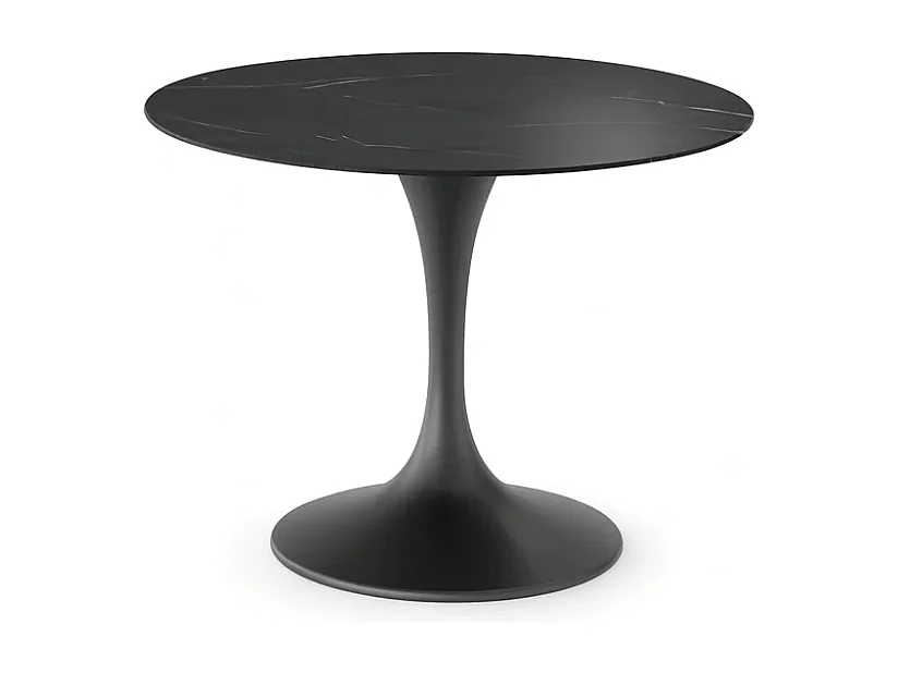 Circe, Tavolo fisso con top in ceramica Marmo nero (100cm X 100cm H. 76cm)