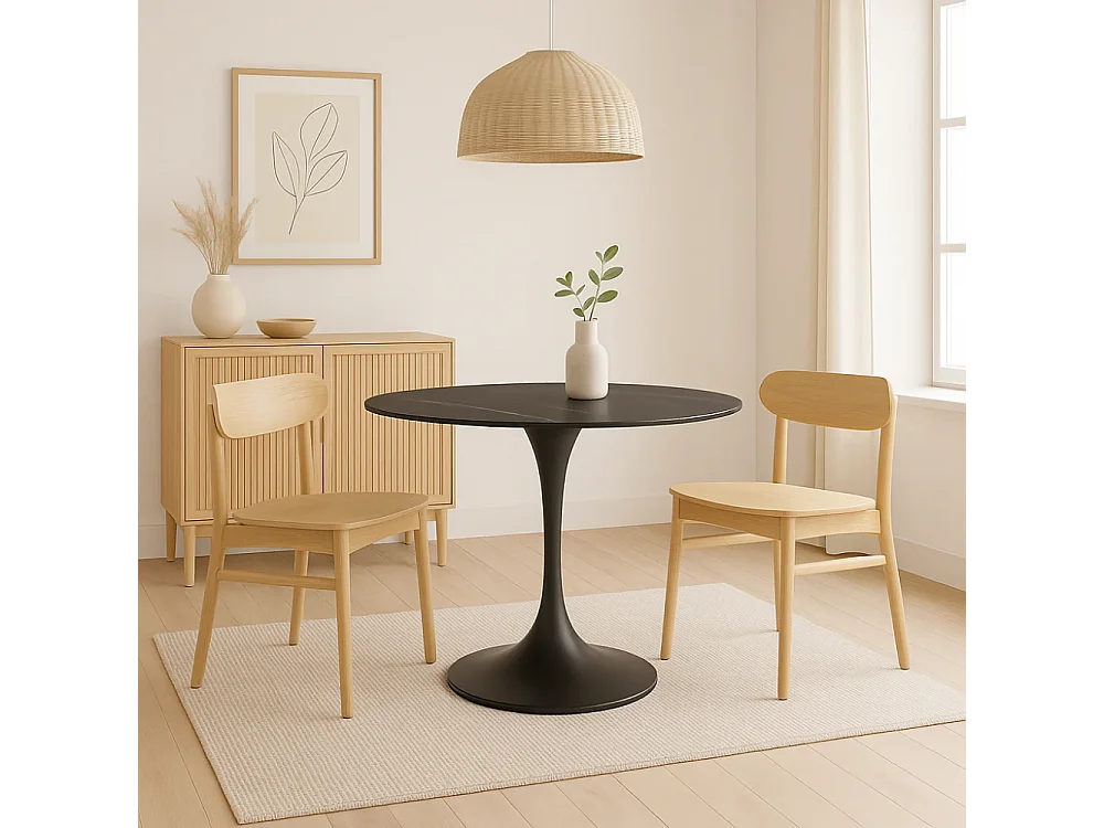 Circe, Tavolo fisso con top in ceramica Marmo nero (100cm X 100cm H. 76cm)