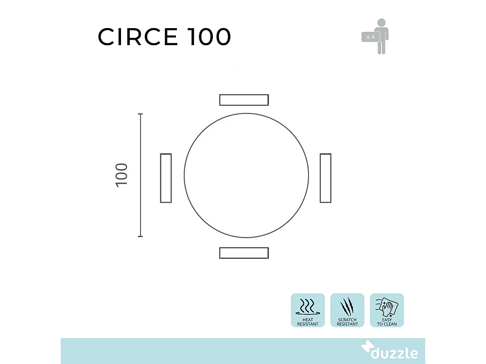 Circe, Tavolo fisso con top in ceramica Marmo nero (100cm X 100cm H. 76cm)