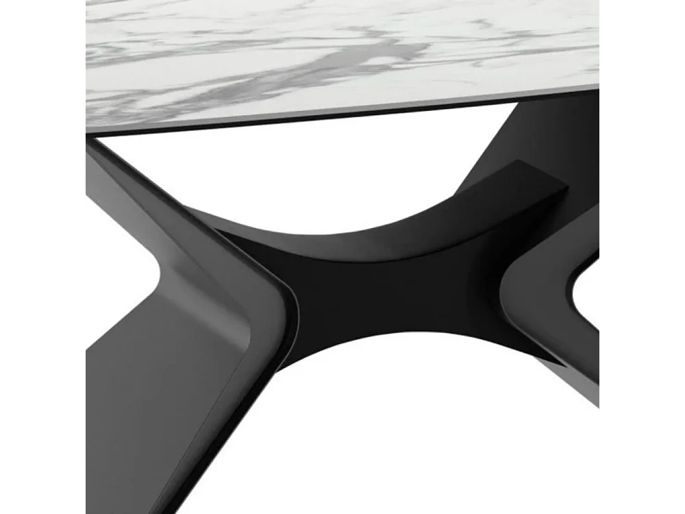 Halo, Tavolo fisso con top in ceramica su vetro Marmo bianco (110cm X 220cm H. 75cm)