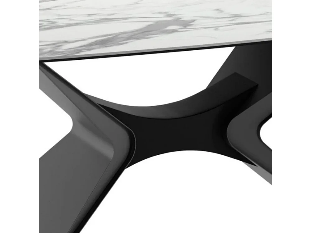 Halo, Tavolo fisso con top in ceramica su vetro Marmo bianco (110cm X 220cm H. 75cm)