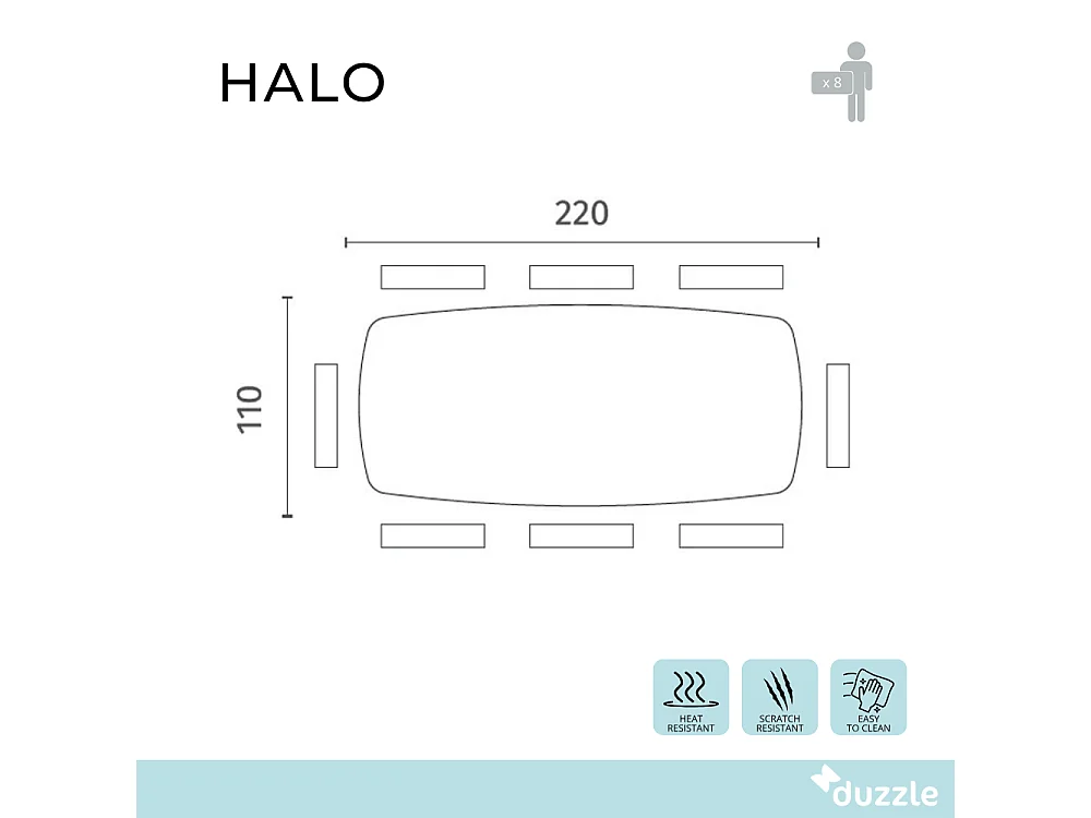 Halo, Tavolo fisso con top in ceramica su vetro Marmo bianco (110cm X 220cm H. 75cm)