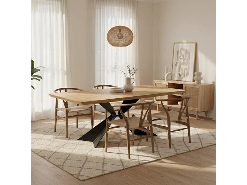Taurus, Tavolo fisso con top Impiallacciato Rovere naturale (100cm X 200cm H. 76cm) Made in Italy