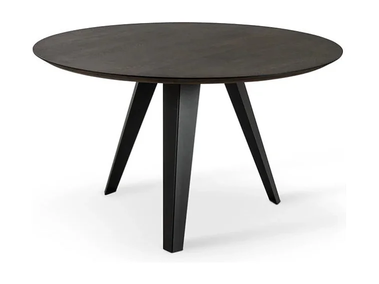 Leo, Tavolo fisso con top Impiallacciato Rovere termocotto (0cm X Diam 130cm H. 76cm) Made in Italy